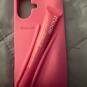 INSPIRED RHODE Pink Silicone Phone Case with Lip Tint Holder *Iphone 16*